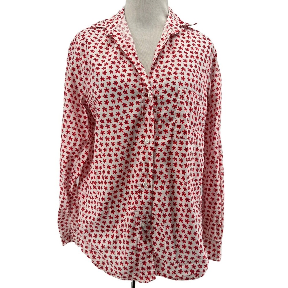 Grayson Women's Red Floral Cottton The Hero Button-Up Shirt Size 1/XS